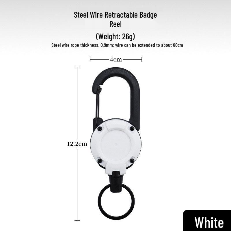 High Rebound Elastic Retractable Keychain with Steel Wire Rope and Anti-Loss Buckle