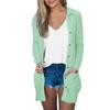 Women's Fashion Cardigan Lightweight Long Sleeve Button Loose With Pocket Solid Color Jacket