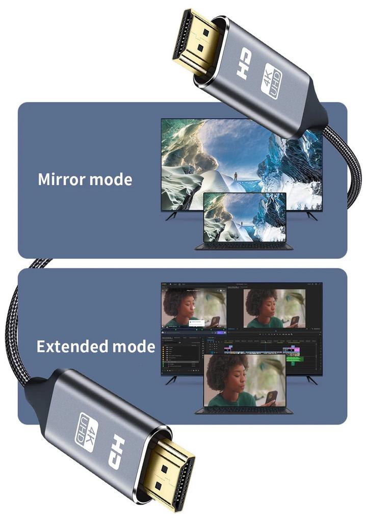 Кабель SUNROZ SUNROZ 3м 4К HDMI - HDMI (M/M) HDR 3D High Speed Aluminum Neylon cord (A48748)