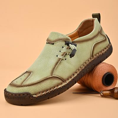 Модные мужские кожаные мокасины в стиле ретро, нескользящие, для ходьбы, на плоской подошве, дышащие, повседневные туфли для мужчин, нескользящая обувь для пешего туризма