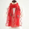 Lotus Leaf Edge Embroidered Wrapped Scarf Women's Long and Versatile High Elasticity Embroidered Scarf Silk Scarf