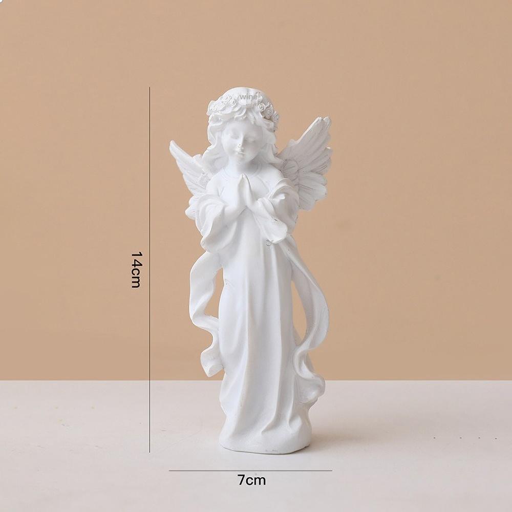 Расписанная вручную полимерная статуэтка читающего ангела - Винтажный декор для книг, Фигурка для домашнего алтаря, Коллекционный подарок, Реквизит для фотографии