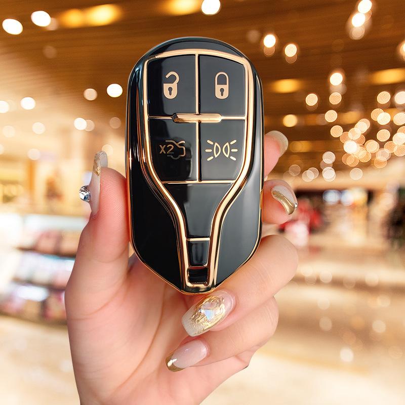 Подходит для нового чехла для ключа Maserati President Levante Всесторонний защитный чехол Сумка с пряжкой Geberit