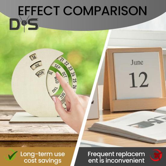 Деревянный вращающийся круглый вечный календарь ручной вращающийся дисковый календарь декор стола для домашнего офиса школы