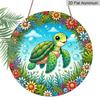 2D Flat - A 1pc 7.87*7.87In/20X20Cm 2D Flat Round Sign Featuring a Cute Cartoon Turtle And Floral Retro Decor, Representing Marine Life And