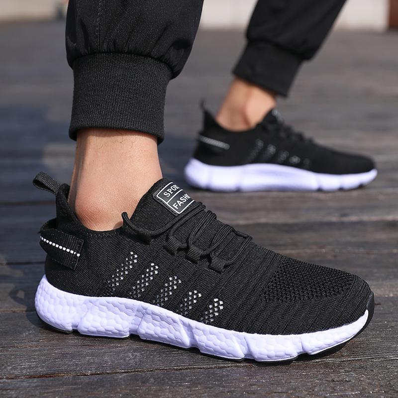 New Men'S Cushioned Running Shoes Knitted Mesh Breathable Soft Soled Sneakers Fashion Forward Lightweight Outdoor Exercise Shoes