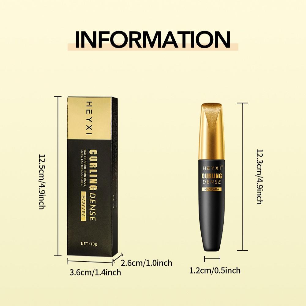 HEYXI Curling Dense Mascara, Waterproof Long Lasting Black Lash Mascara, Volumizing Lengthening Quick Dry Eye Makeup for Thick Curly Eyelashes