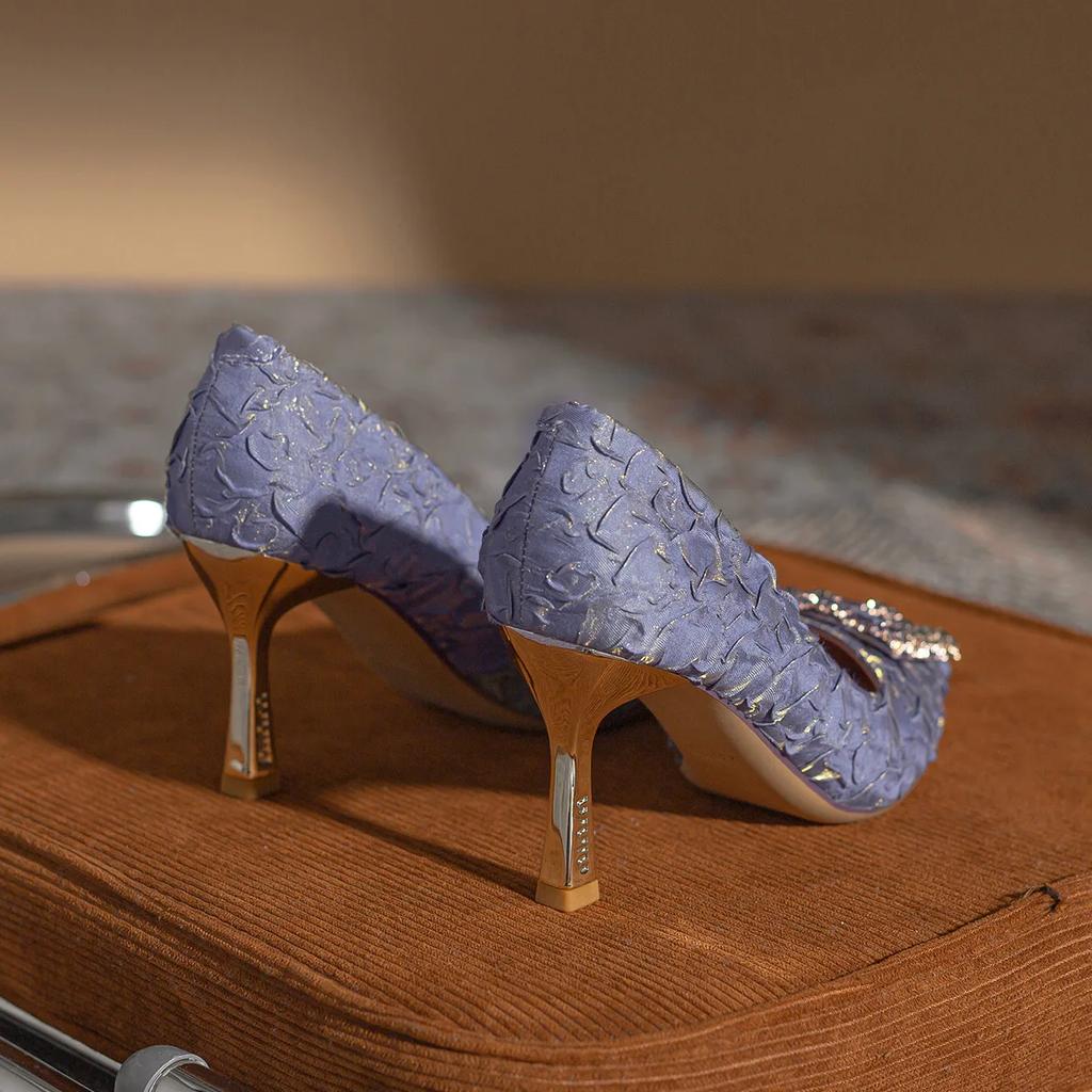 Модные летние туфли-лодочки на высоком каблуке принцессы, женские модные туфли на тонком каблуке со стразами, сексуальные туфли на одном ремешке, банкеты, свадебные вечеринки