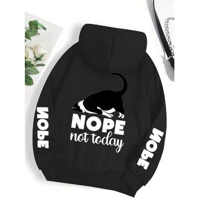 Повседневные Худи для Женщин и Мужчин Nope Not Today Милый Кот Печать Пуловеры Свободный Карман Теплые Флисовые Толстовки Осенняя Женская Одежда