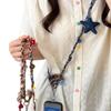 Handmade woven star bead phone strap necklace for women, multifunctional portable storage, can be worn crossbody, long phone chain