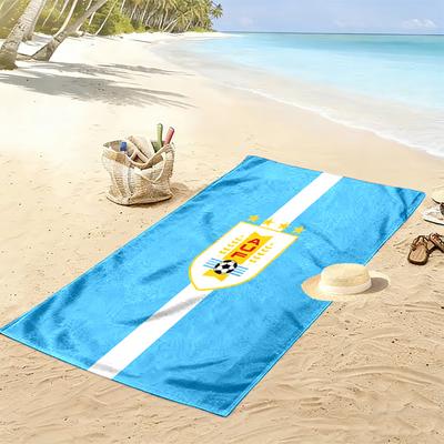 Пляжное полотенце с принтом AUF Logo Uruguay, Большое, Мягкое, Быстросохнущее, для Пляжа, Кемпинга, Плавания