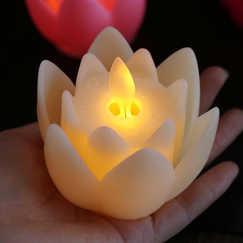 Creative LED Night Light Colorful Tea Lights Indoor Outdoor Lighting Lotus Lamp Xmas Birthday