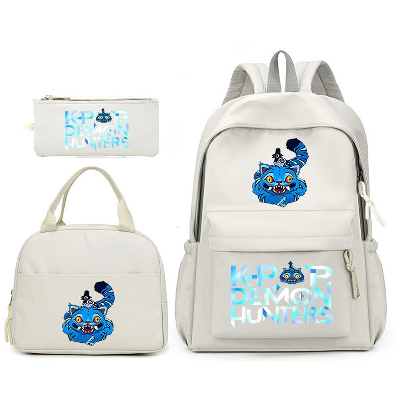Kpop Korean Version Peripheral Printing Backpack Lunch Bag Casual Pencil Bag Primary And Secondary School Student Schoolbag Set
