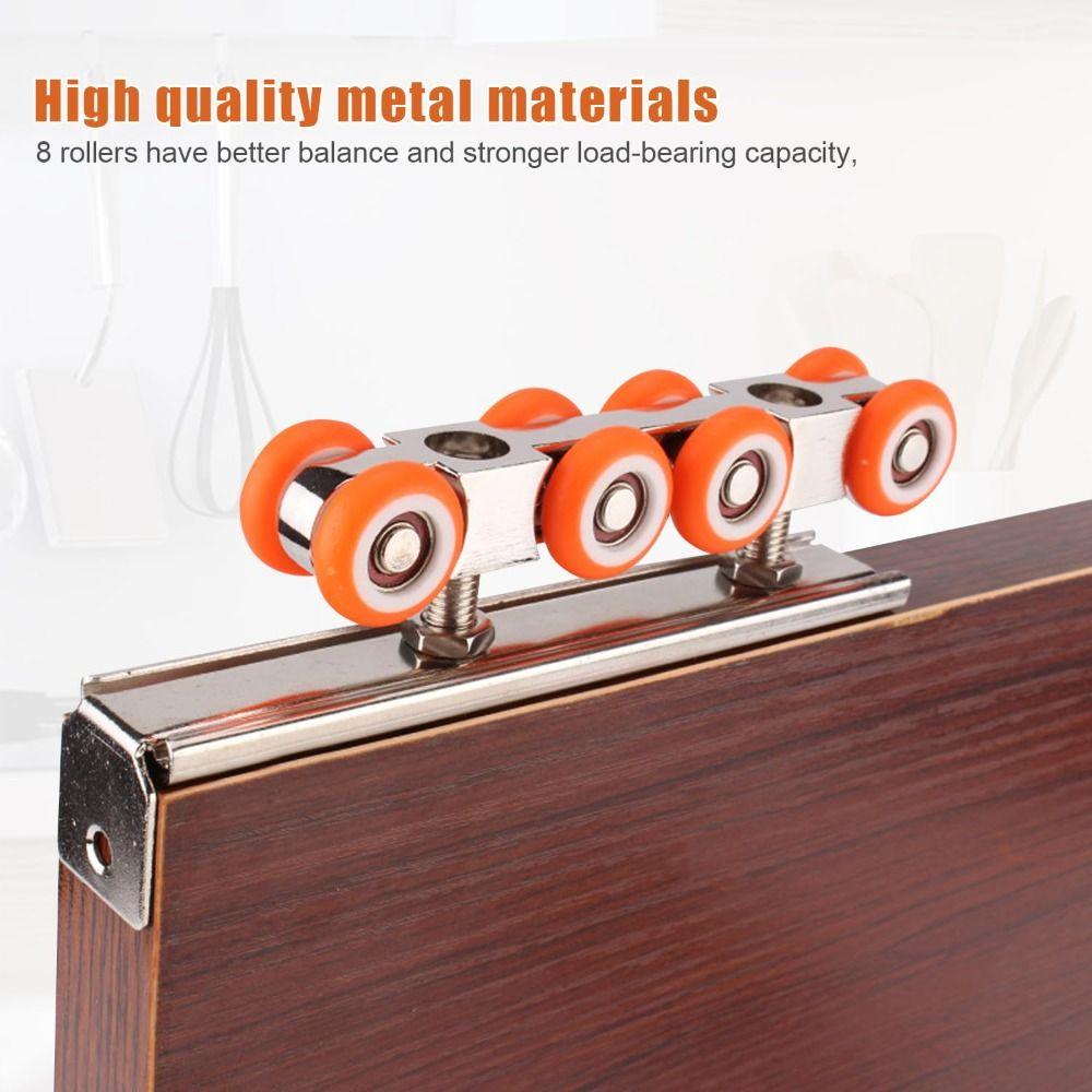 2 PCS Easy To Use Sliding Door Kit External Rail Sliding Casters Wide Applications