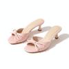 Женские Милые Шлепанцы на Низком Каблуке с Бантом-Бабочкой Элегантные Открытые Сандалии с Круглым Носком Модные Мелкие Туфли для Платья Летняя Обувь
