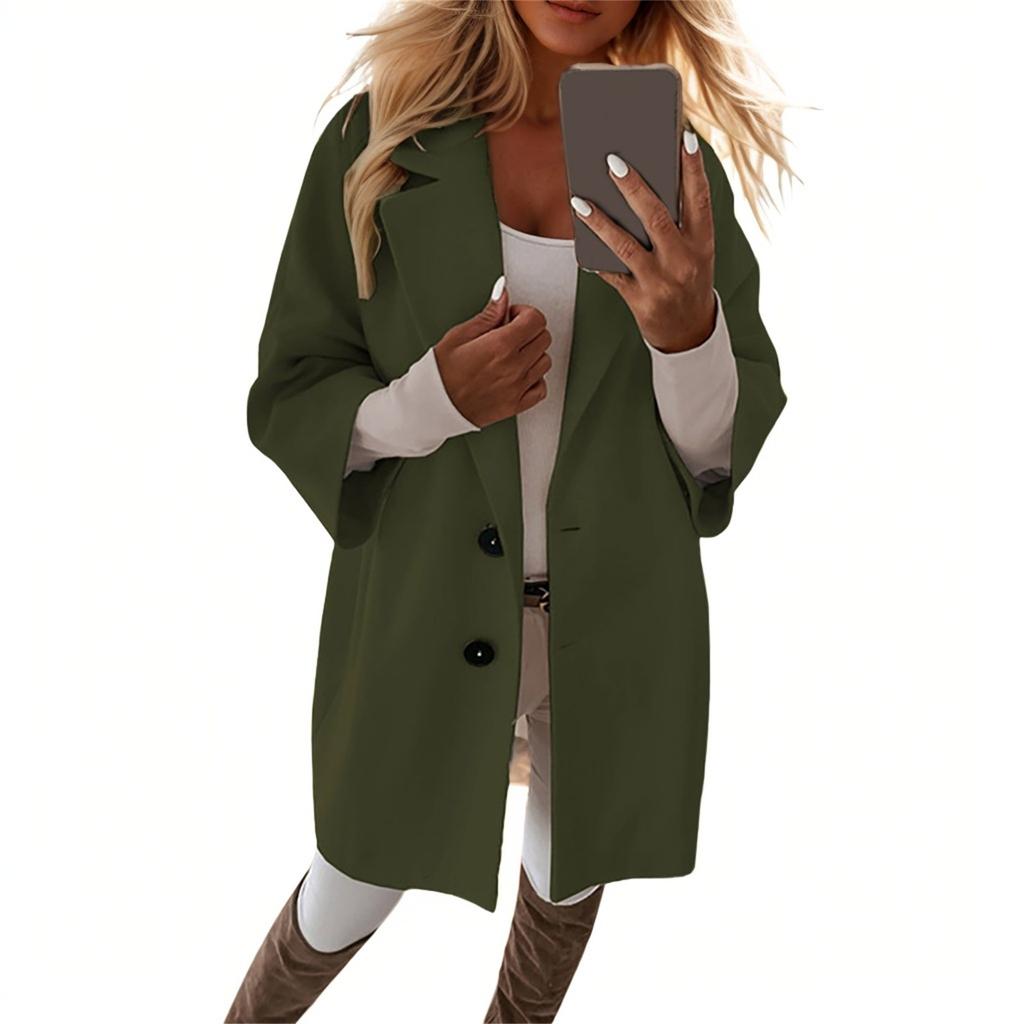 Женская модная куртка повседневная однотонная с рукавом 3/4 на пуговицах с карманами кардиган пальто