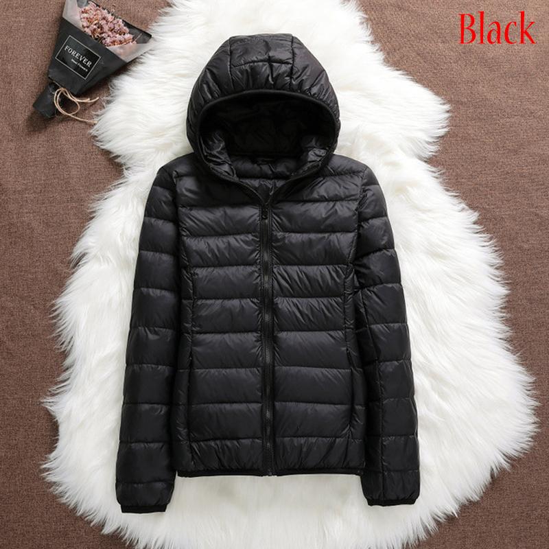 Women Casual Windproof Parka White Duck Down Jacket Coat Hooded Warm Autumn Winter