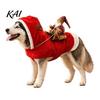 Comfortable Polyester Cotton Pet Suit Santa Rider Dog Costume, Christmas Outfit with Adjustable Closure, Funny Cute Party Clothing Holiday Apparel for