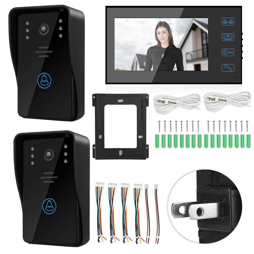 7in Waterproof Video Intercom Doorbell 2 Camera 1 LCD Monitor Security Door Phone