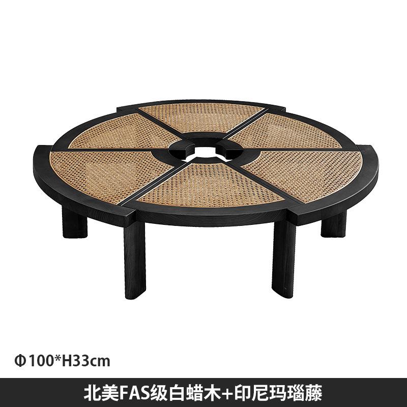 Чайный столик из ротанга из цельного дерева, небольшая квартира, простой, современный, креативный, гостиная, бытовая, тихий, круглый, низкий столик