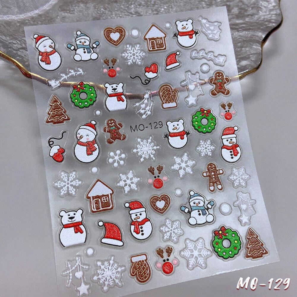 Рождественский милый мультфильм Пингвин Белл Рождественский человек Снежинка 3D наклейки для ногтей