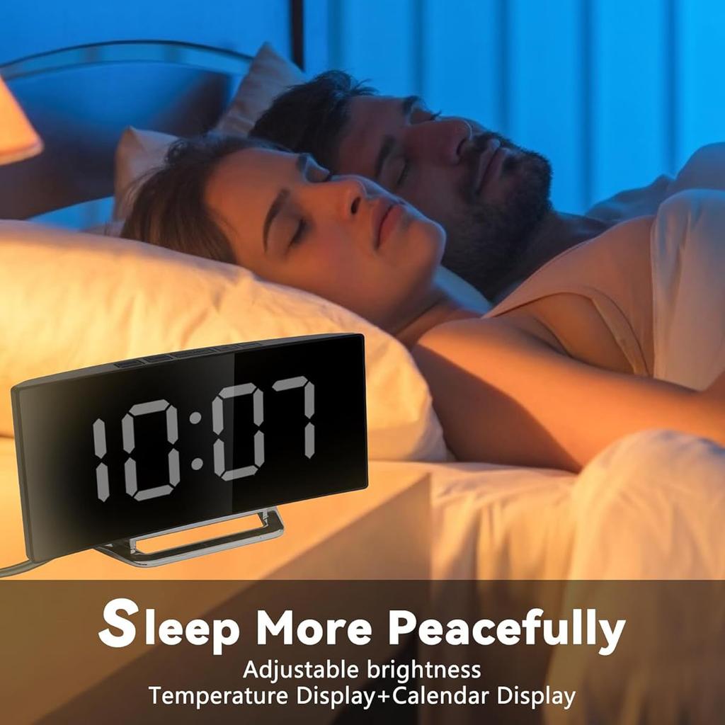 Цифровой будильник с двумя будильниками, прикроватные часы с температурой, датой, яркостью, функцией повтора
