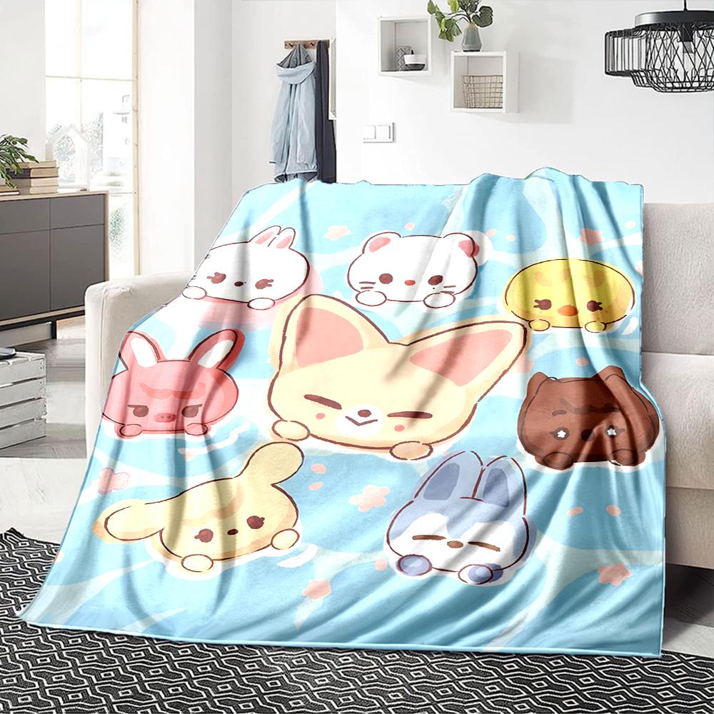1Pc Adorable Animal Friends Blanket For Couch Bed Plush Cozy Fuzzy Blanket Super Soft Warm Blankets For Fall And Winter 091842