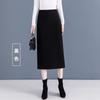 Осень Зима Новая Юбка Женская А-силуэта Миди-длины Шерстяная Юбка с Разрезом Высококлассная Прямая Юбка