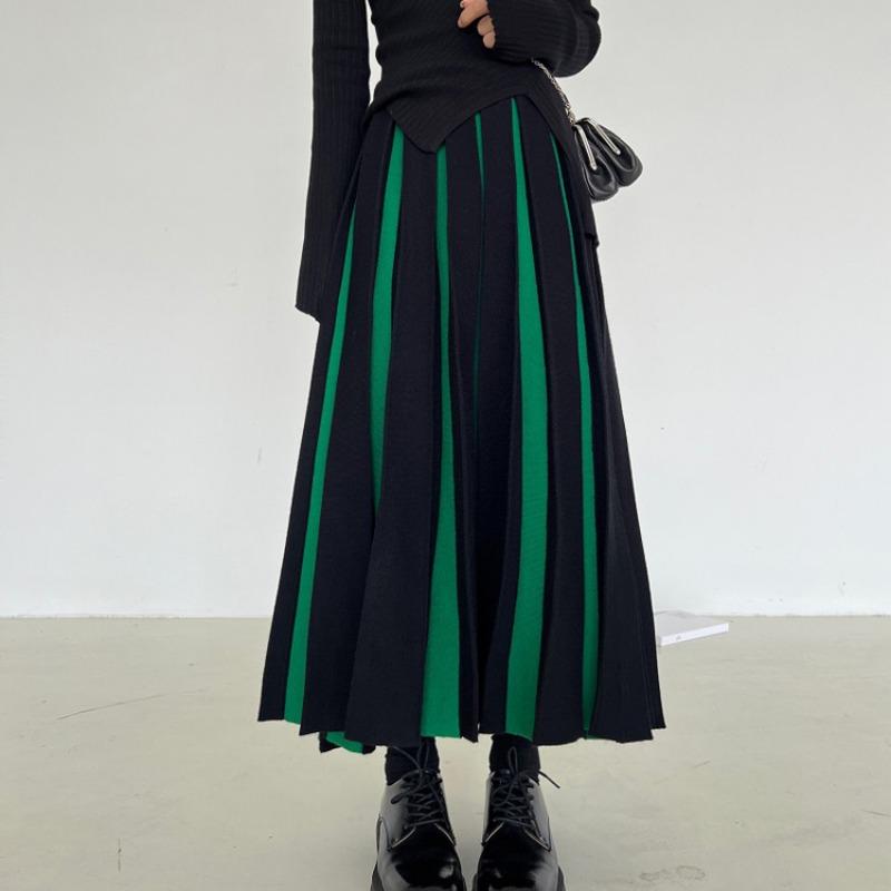 Повседневная юбка женская, осень/зима 2023, двойная толстая маленькая толпа, трикотажная полуюбка в тон, трикотажная юбка-зонтик трапециевидной формы