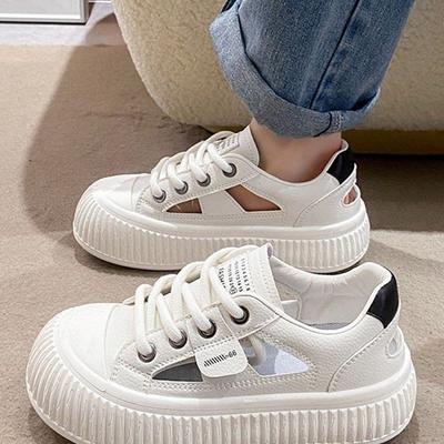 Новые летние женские туфли с мягкой подошвой, модные студенческие туфли с открытой завязкой и круглой головкой, белые туфли для отдыха для женщин