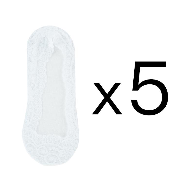 5 Pairs Women's Boat Socks Summer Breathable Comfortable Lace Invisible Socks Thin Silicone Non-Slip Boat Socks Low Socks