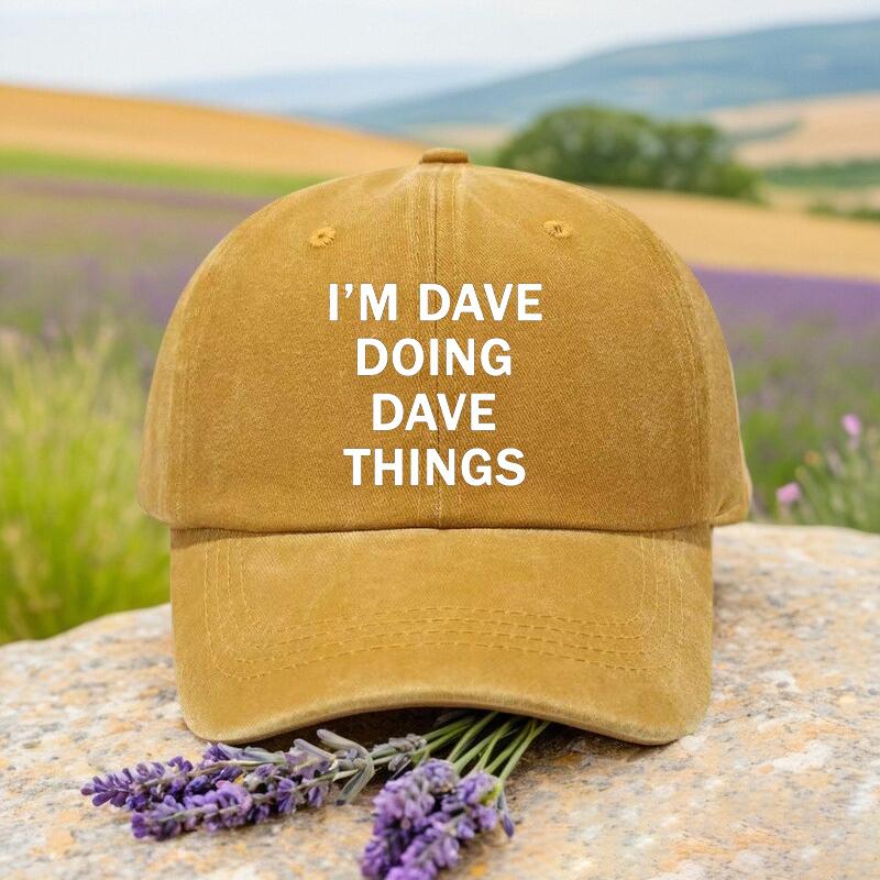 УнисексS Im Dave Things Винтажная Бейсболка Ретро Стиль Стирка Черная Кепка с Крупным Текстом Легкая Дышащая для Уличной Моды