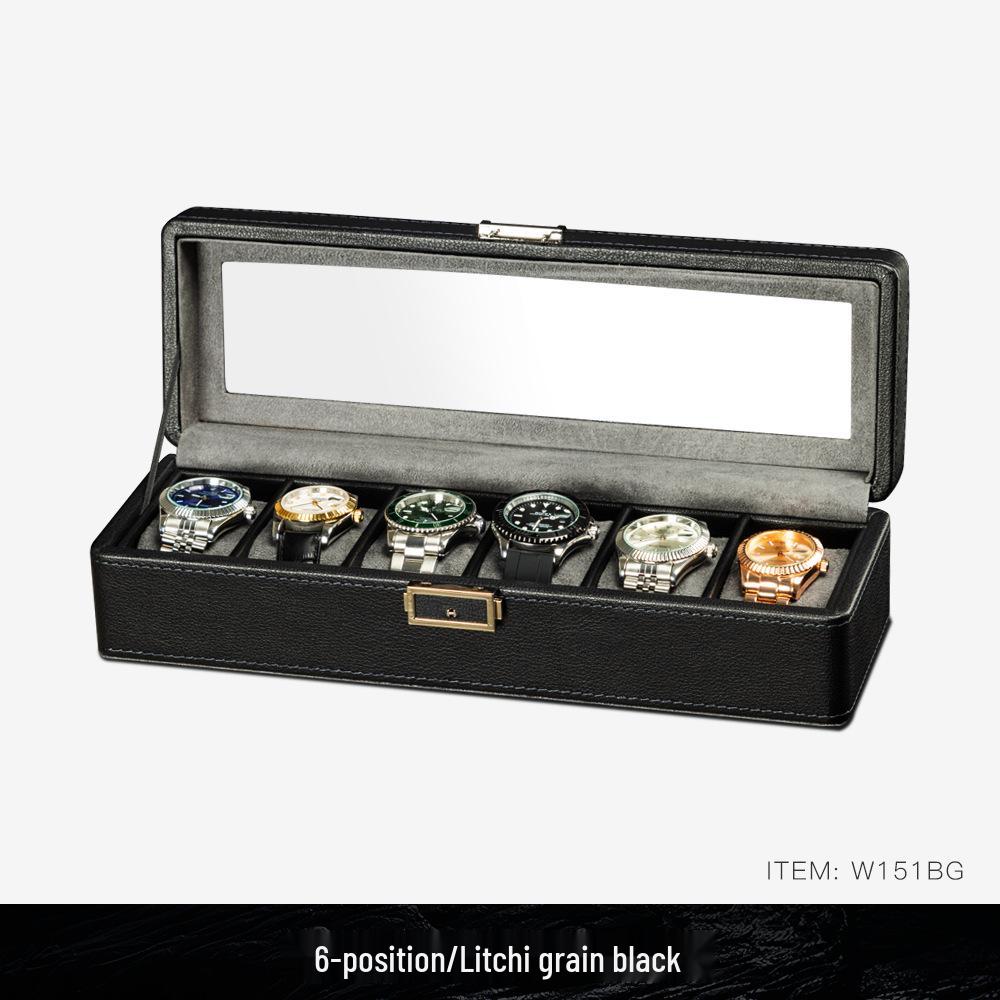Коробка для хранения часов и очков из ПУ кожи с зернистой текстурой личи с несколькими отделениями