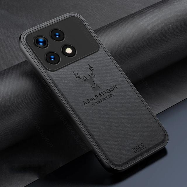 For Xiaomi Poco F6 Pro 5G Case Classic Deer Pattern Fabric Cloth Back Cover On F 6 F6Pro TPU Soft Frame Protect Fundas Pocof6 Pocof6pro