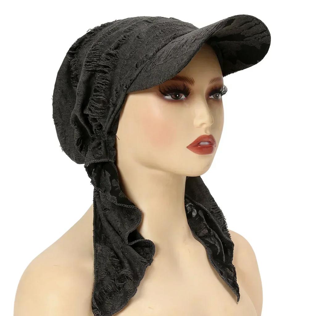 New Shimmer Pre-Tied Hat Women Muslim Hijab Turban Long Tail Headscarf Beanies Bonnet Hair Loss Chemo Cap Head Wrap Bandanas