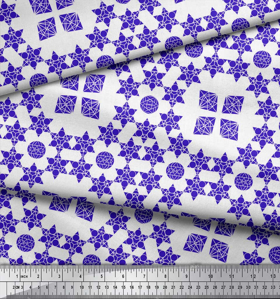 Soimoi Черная японская креп-сатиновая ткань с геометрическим звездным геометрическим принтом, ткань по метрам 42 дюйма