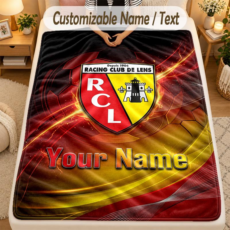 Flannel Blanketracing club de lens Custom Name Text Personalized Soft Warm Throw Blanket Home Decor Gift