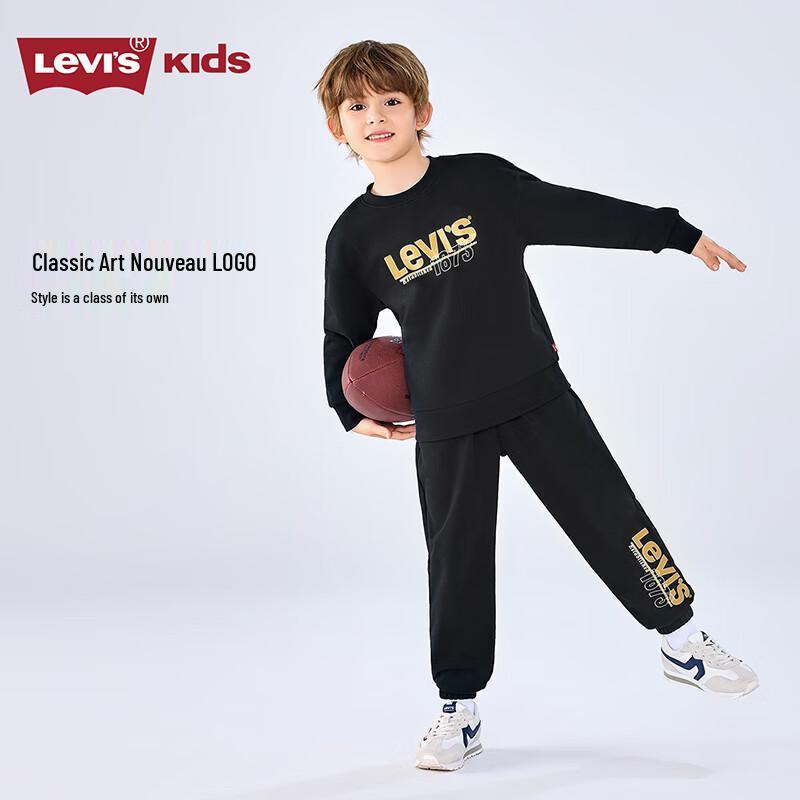 Levi's Черный повседневный костюм-двойка для мальчиков: толстовка и штаны