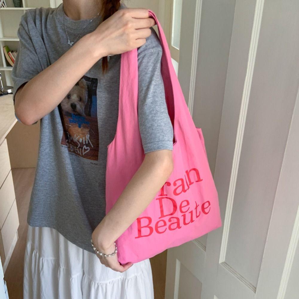 Korean Nylon Tote Bags Lightweight Commute Bag Fashion Letter Shoulder Bag Daily