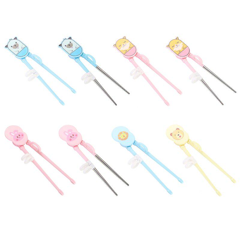 Мультяшные пластиковые простые в использовании тренировочные палочки для еды с силиконовым кольцом на палец для малышей, детей, взрослых и начинающих