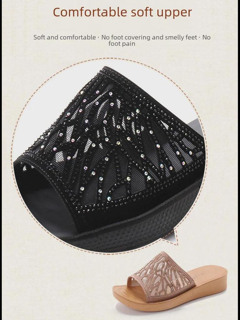 Летние тапочки 2025 года с мягкой нескользящей подошвой для женщин среднего и пожилого возраста