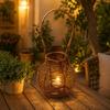 Eco Decx Rattan Hurricane Lamp with Handle, Woven Decorative Table Lamp for Bedroom, Living Room & Bedside Decor, 25  x  25  x  30 cm
