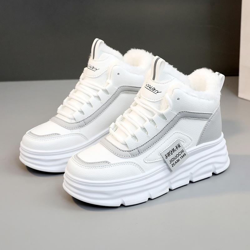 Зимние новые теплые повседневные туфли на толстой подошве с защитой от скольжения для женщин с бархатом в тренде Zapatos Mujer