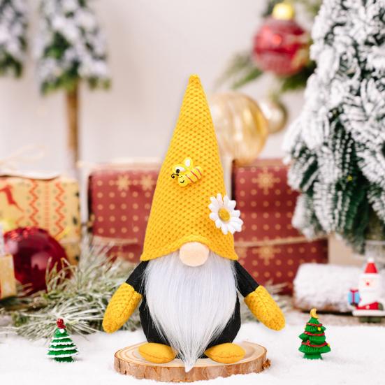 Good Luck Gnome Ornament Bee Day Themed Sunflower Decor Plush Doll Gnome Figurine Centerpiece Festive Bee Party Decoration