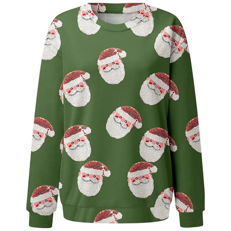 Рождественская женская толстовка с капюшоном с круглым вырезом и длинными рукавами для женщин Пуловеры и свитера с длинными рукавами (Женский)