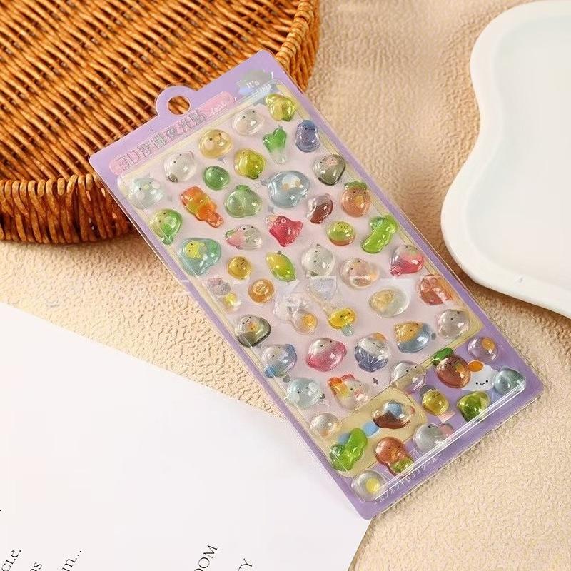 Cartoon 3D Floating Fun Stickers Crystal Diamond Children's Decorative Stickers 3D Stickers Cute Relief Stickers for Girls