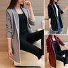 Women Winter Coat Fleece Lapel Long Sleeves Mid Length Cardigan Warm Solid Color Casual Elegant Autumn Coat Female Clothing