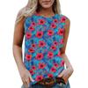 Женская повседневная футболка без рукавов с круглым вырезом и гавайским принтом