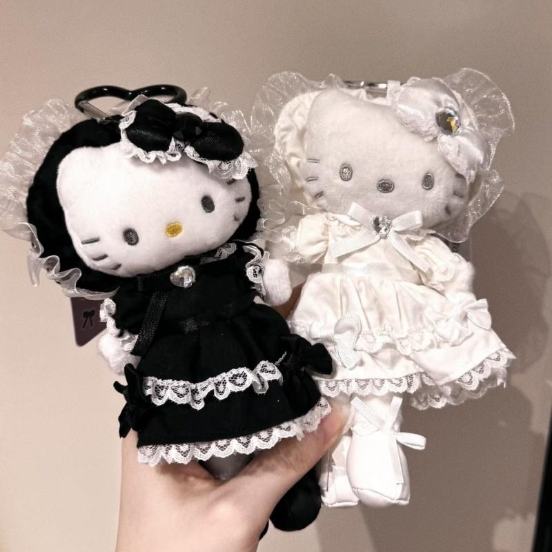 Pure White Wedding Long Leg 15CM Hello Kitty Maid stuffed toy keychain kawaii Ivory Lace skirt lolita Kitty cat Plushies