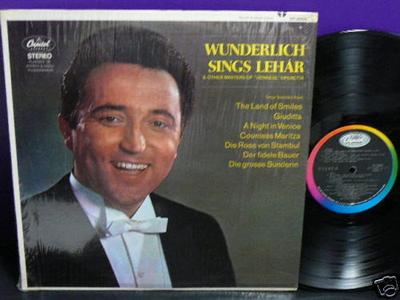 LP Запись ФРИЦ ВУНДЕРЛИХ Wunderlich Sings Lehr SP8688 CAPITOL RECORD US Классика Б/У